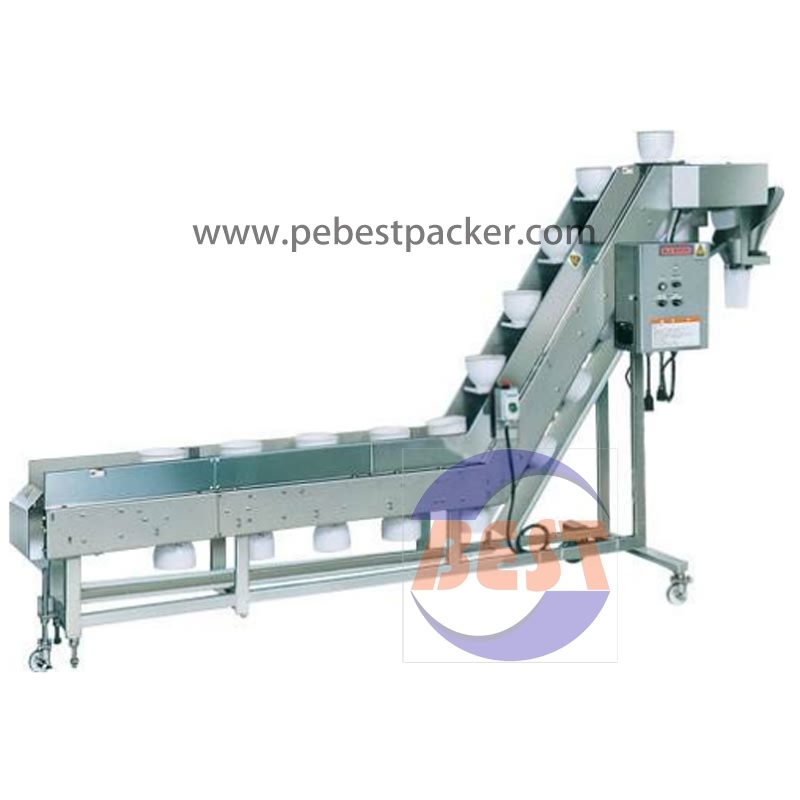 Inclined Bowl Conveyor for Frozen Seafood noodles in food production line
