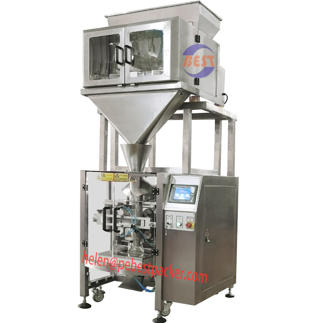 Fully Automatic Rice Packaging Machine 4heads Weigher Baked Food packing solution