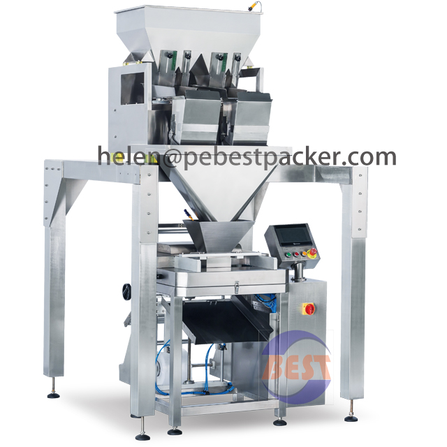 Fully Automatic Rice Packaging Machine 4heads Weigher Baked Food packing solution