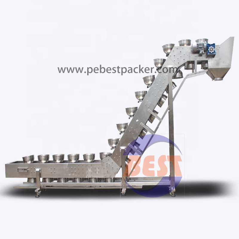 Inclined Bowl Conveyor for Frozen Seafood noodles in food production line